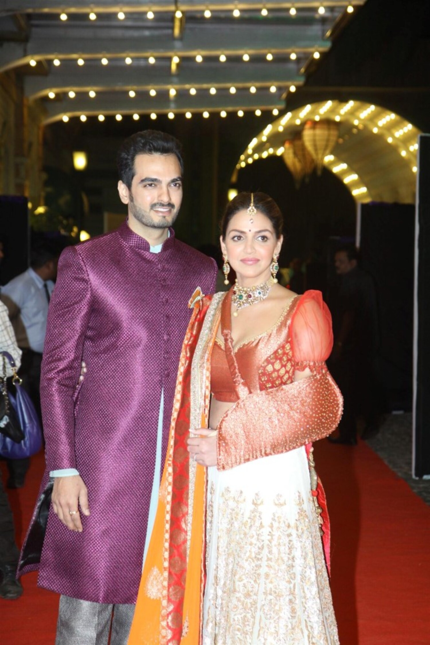 Esha Deol with husband Bharat Takhtani at the wedding sangeet ceremony