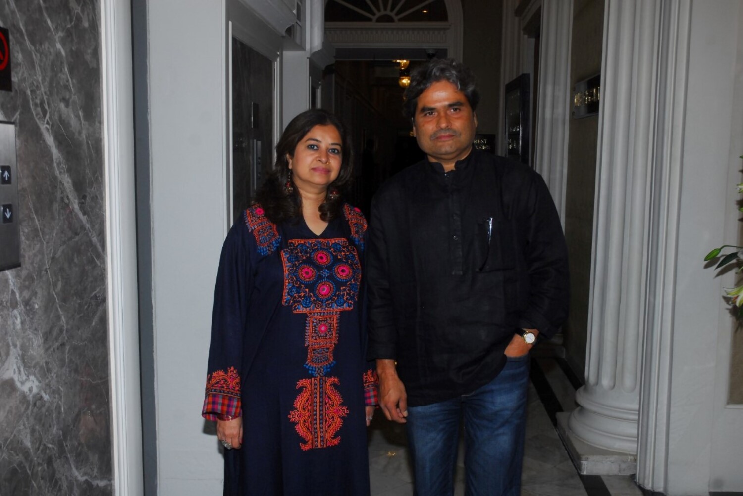 Filmmaker Vishal Bharadwaj with wife Rekha Bharadwaj : rediff bollywood