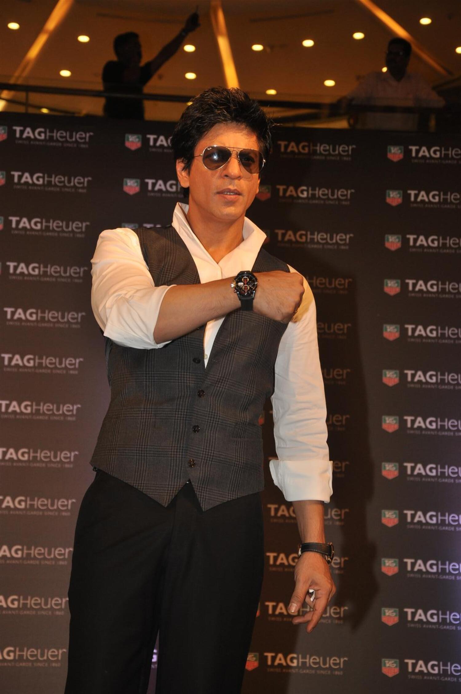 Brand Ambassador Shah Rukh Khan Posing With Tag Heuer Watches At The Launch Of The New Boutique 3409