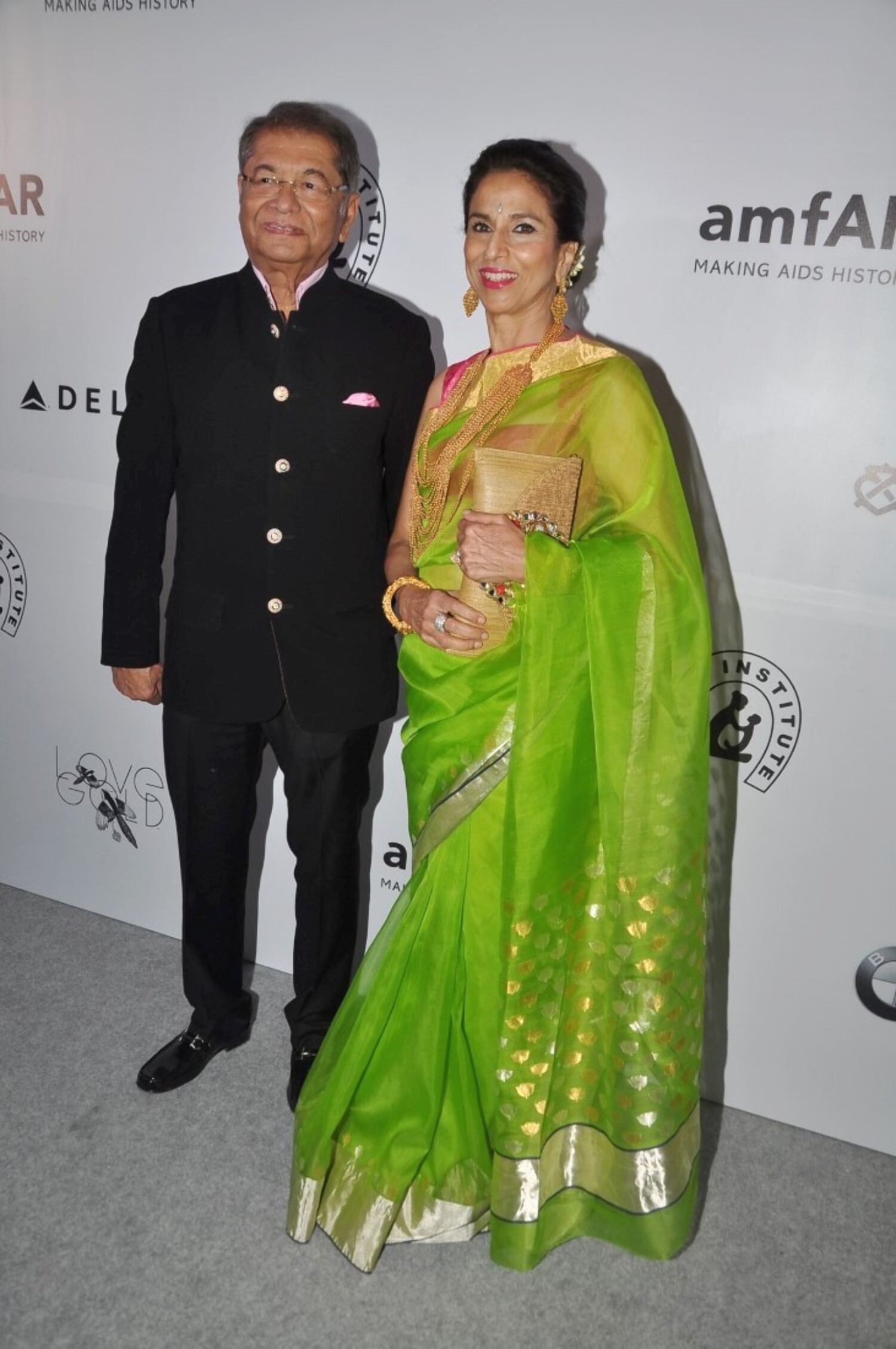 Shobha De with husband Dilip De at the inauguration of amfAR India fund ...