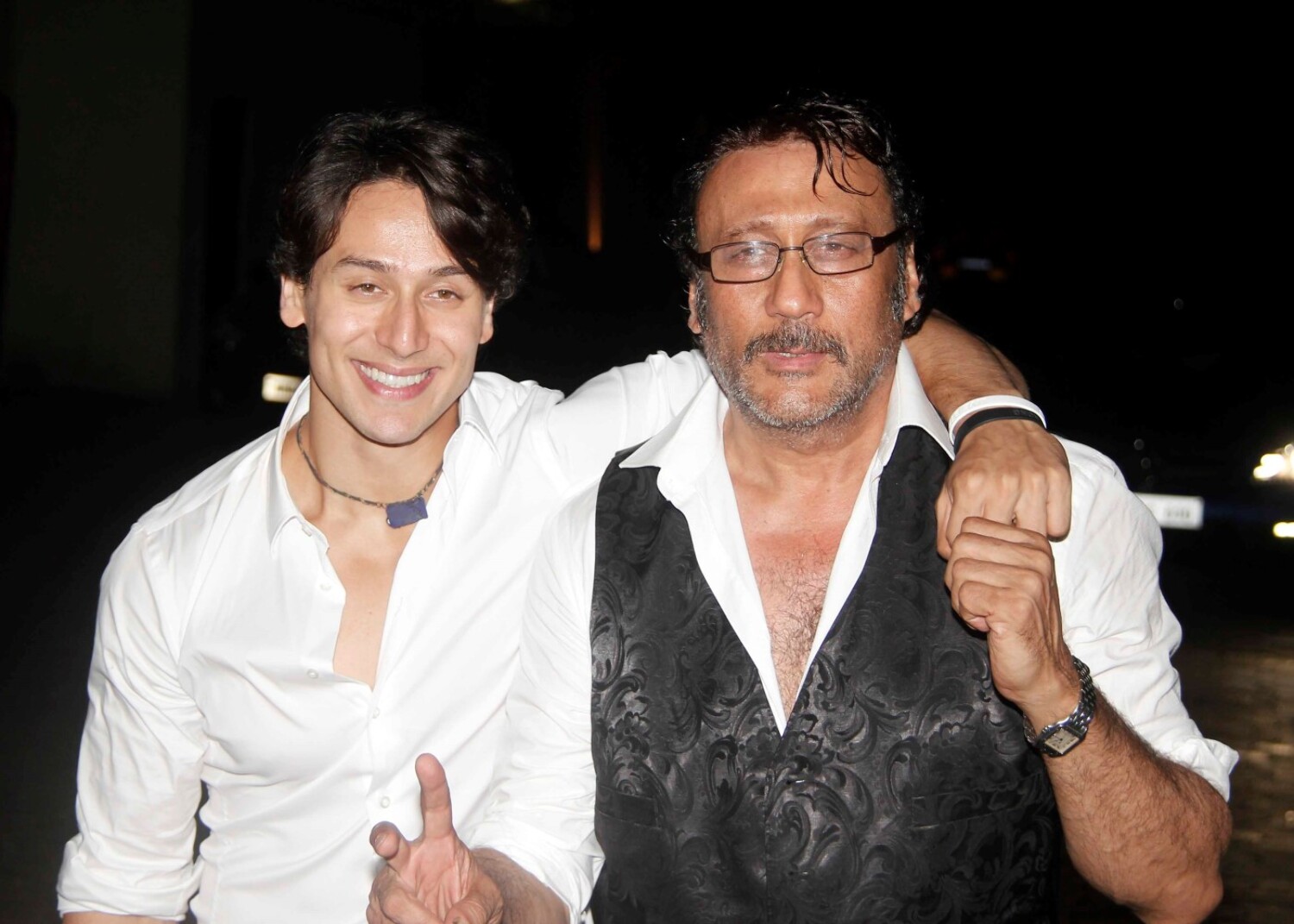 Jackie Shroff with son Tiger Shroff at film Heropanti special screening ...