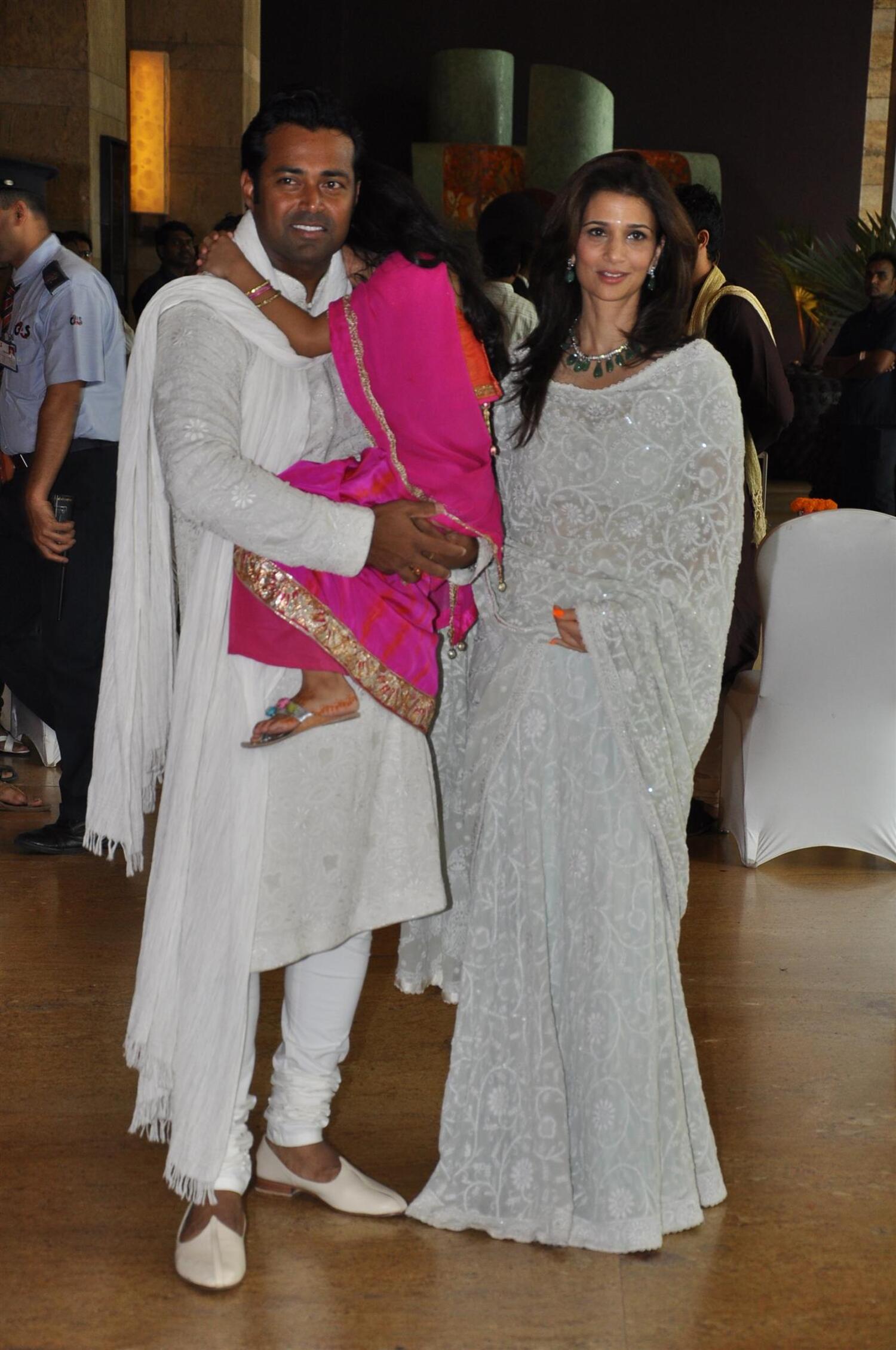 Tennis Star Leander Paes with wife Rhea Pillai daughter at Ritesh ...