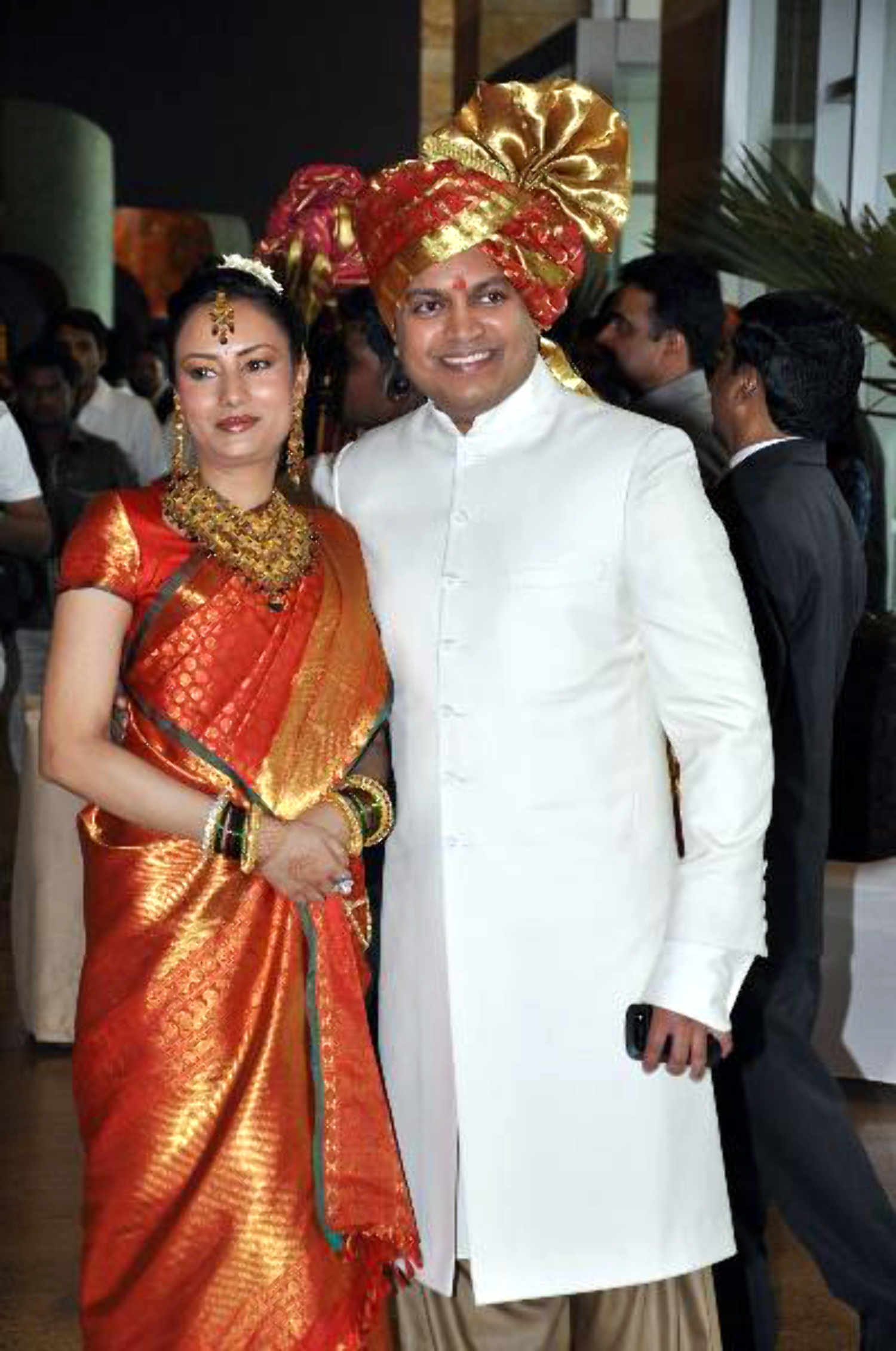 Amit Deshmukh posing with wife Aditi at his brother Ritesh Deshmukh ...